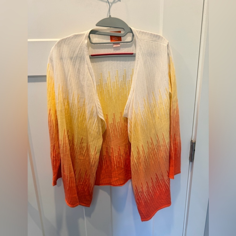 Hearts of Palm Knit Top Small Orange Yellow Lightweight Made USA
